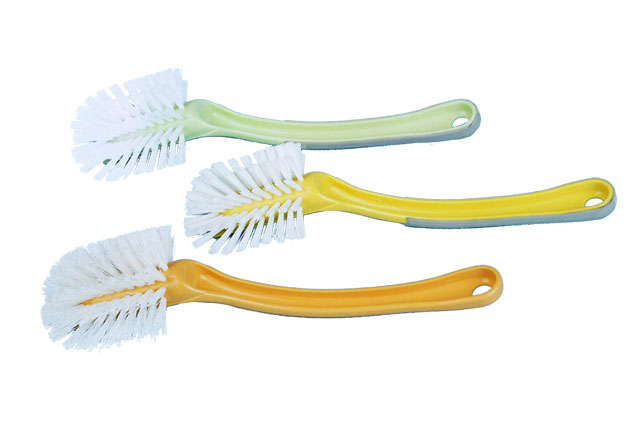 Dish brush, a handle covered with rubber