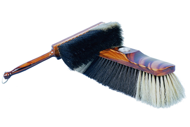Broom, horsehair, varnish: brown, mahogany, natural