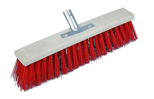 Street brush with metal handle, red PVC, 50 cm